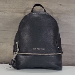MICHAEL KORS Black Pebble Leather Backpack